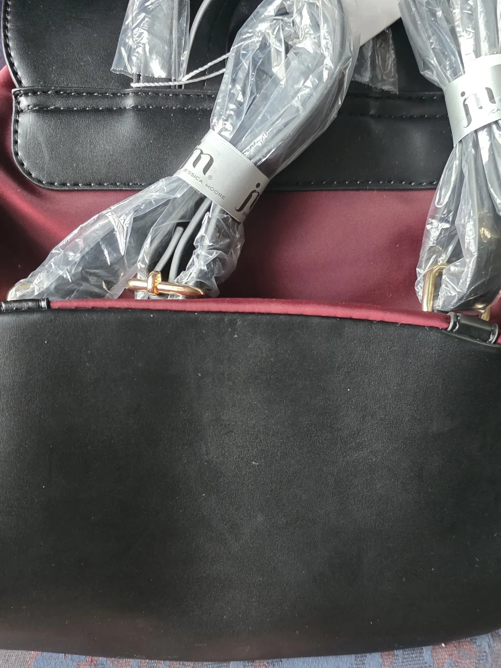 Jessica Moore - Quilted Burgundy & Black Women's Backpack